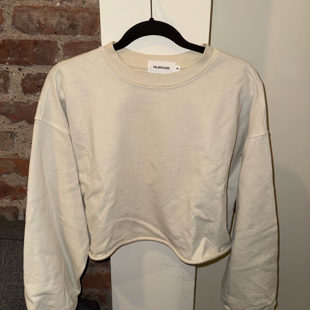 Talentless Off-White Cropped Sweatshirt